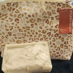 Sonia Kashuk Gold and Brown Leopard Cosmetic Case